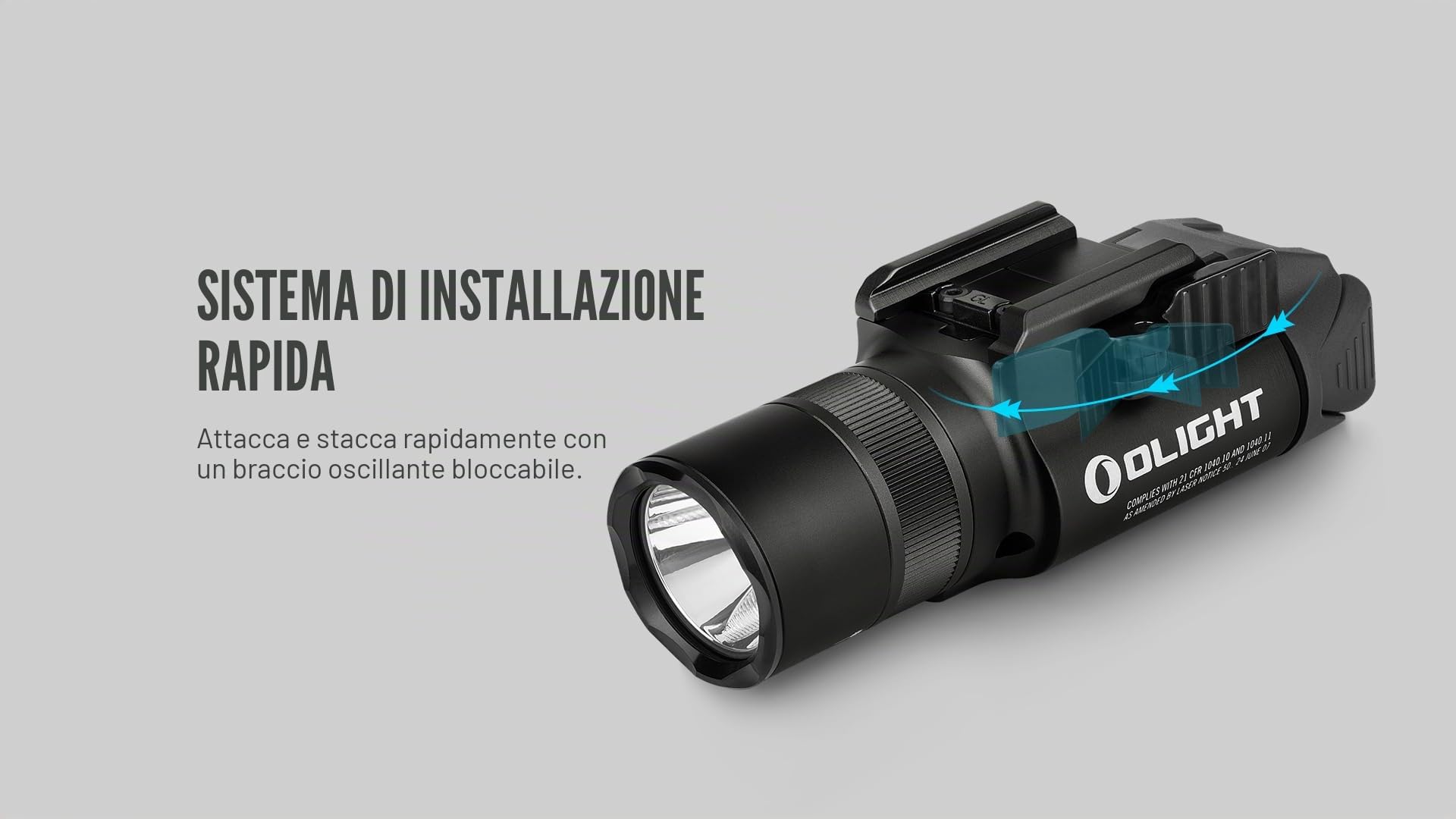 OLIGHT Baldr Pro R Lampada caccia ricaricabile, con fascio verde, 1350 lumen, 200 m, 3 modalità di illuminazione, Potente torcia professionale impermeabile per caccia Nero