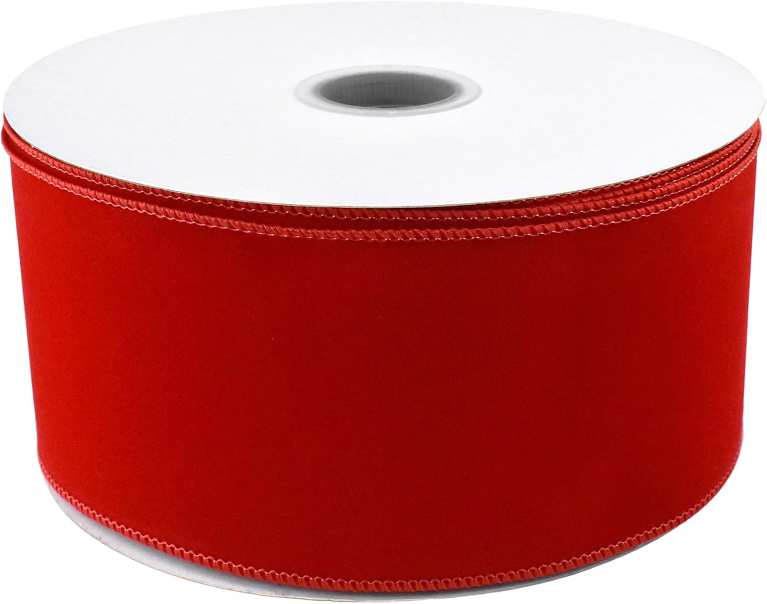 Homeford Velvet Christmas Ribbon Wired Edge, 4-Inch, 50-Yard, Red