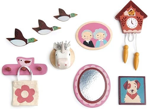 Tender Leaf Toys - Decoración de pared - Kit de decoración en miniatura de casa de muñecas de 10 piezas - Accesorios para casa de muñecas a escala