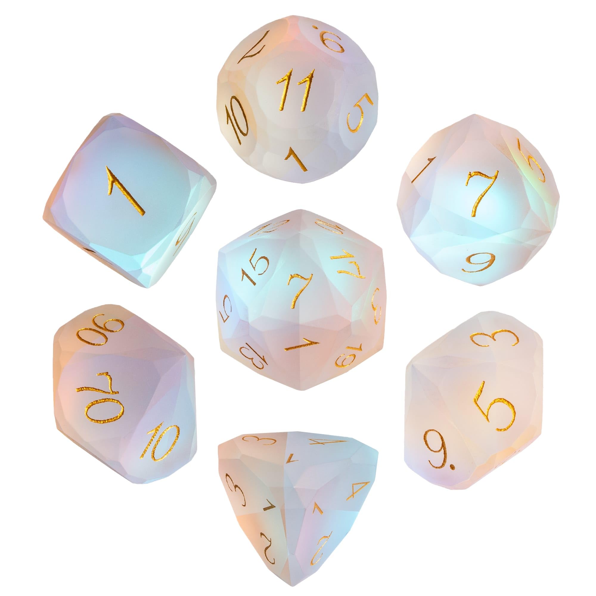 UDIXI 7-Piece Frosted Prism Glass Dice Set D&D, MultiFaceted Diamond-Cut Glass DND Dice Set for RPG Tabletop Games โ image 1