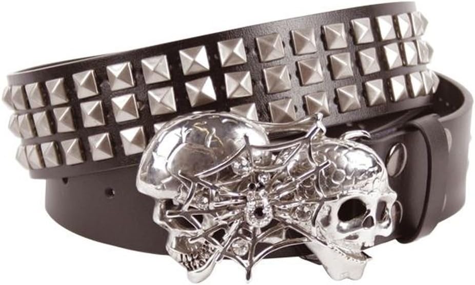 Black belt. 3 rows pyramid studs. Buckle