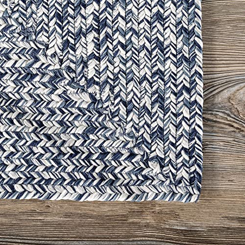 Image of Handmade Cotton Braided 2x4 feet Runner Rug - Washable, Low Pile Reversible Floor Mat for Bedroom, Kitchen, Entryway & Living Room - Eco-Friendly Woven Carpet - (Light Blue, Rect)