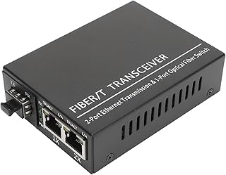 Gigabit Ethernet Media Converter Single Mode & Multi Mode, Gigabit SFP to RJ45 Optical Fiber Media Converter, Dual 10 100 1000 Base T Ethernet Ports, Fiber Transceiver, Black