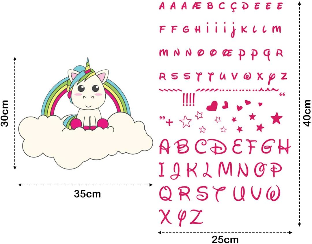 Personalised Name Stickers | Personalised Name Sticker – Children's Room Wall Decoration | 2 Sheets of 30 x 35 cm and 40 x 25 cm – Multi-Coloured