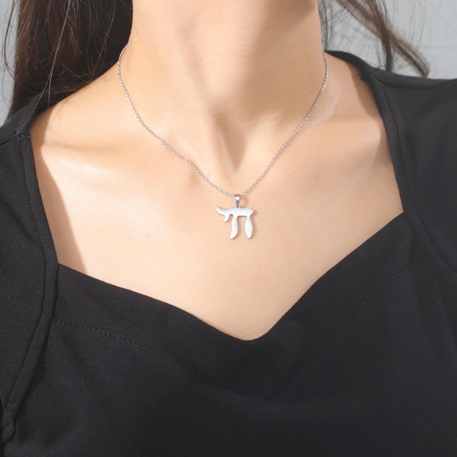 VASSAGO Jewish Star Necklace Stainless Steel Chai Pendant Am Yisrael Hebrew Amulet Jewelry Gift for Women Men - Image 4