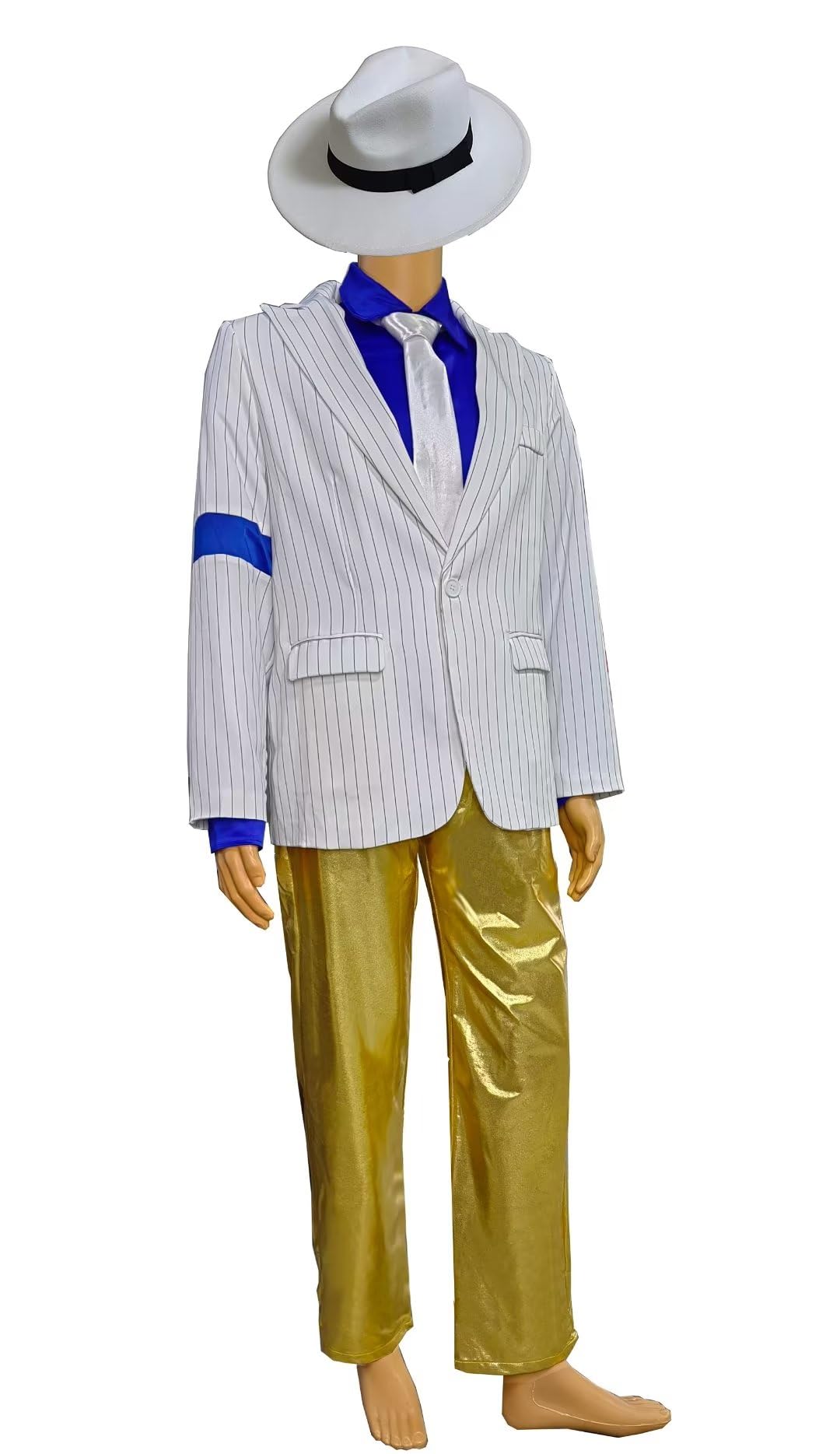 Adulto Disfraz Jacket Chaqueta+Pantalones+Shirt+Sombrero+Tie Ropa Costume Stripes Smooth Y Criminal Halloween Navidad Cosplay Fiestas Retro Hombre Trajes