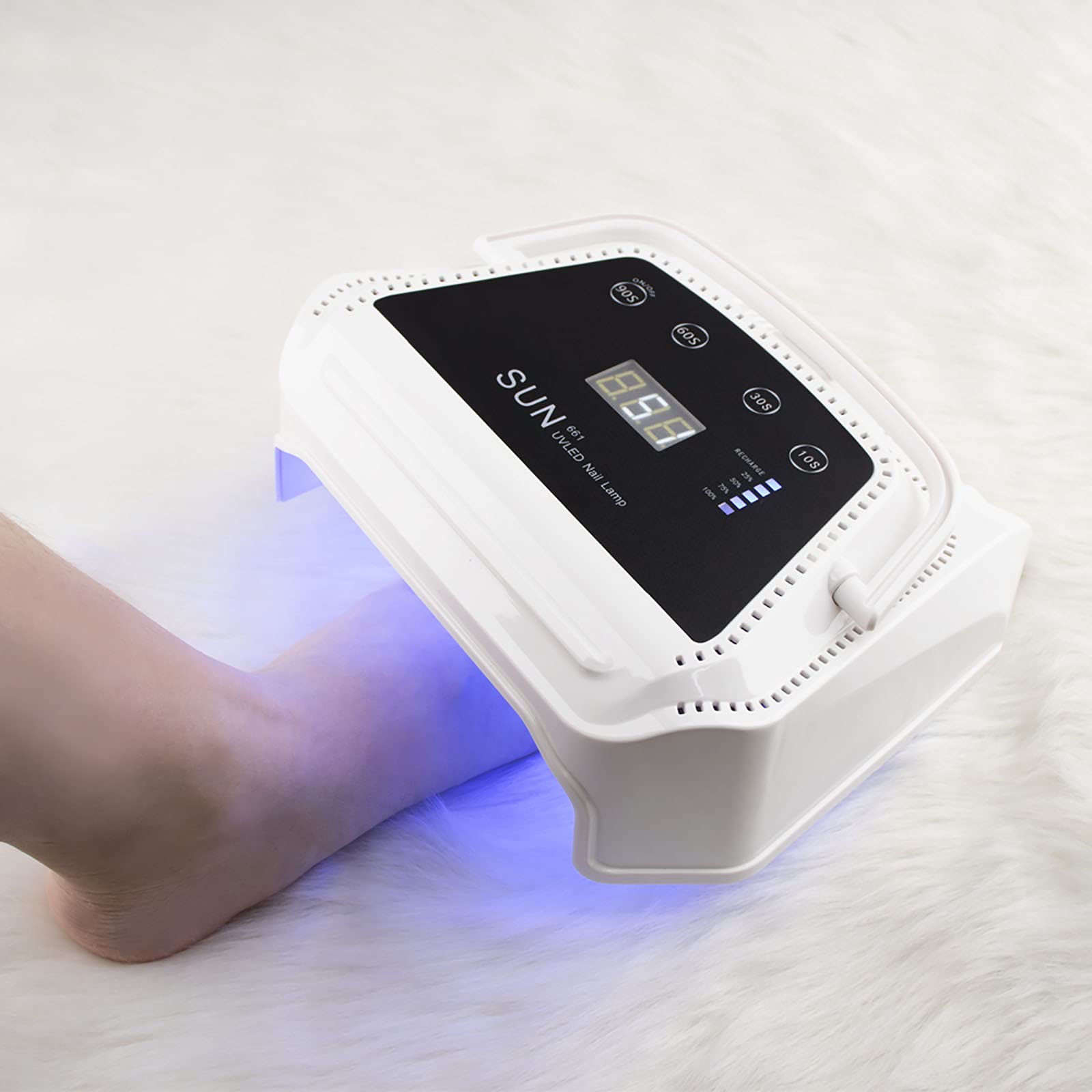 Lámpara LED UV Portátil Inalámbrica 72W Lámpara de Máquina de Luz para Secador de Uñas Recargable para Esmalte de Secado de Manicura Profesional con Guantes Anti-UV
