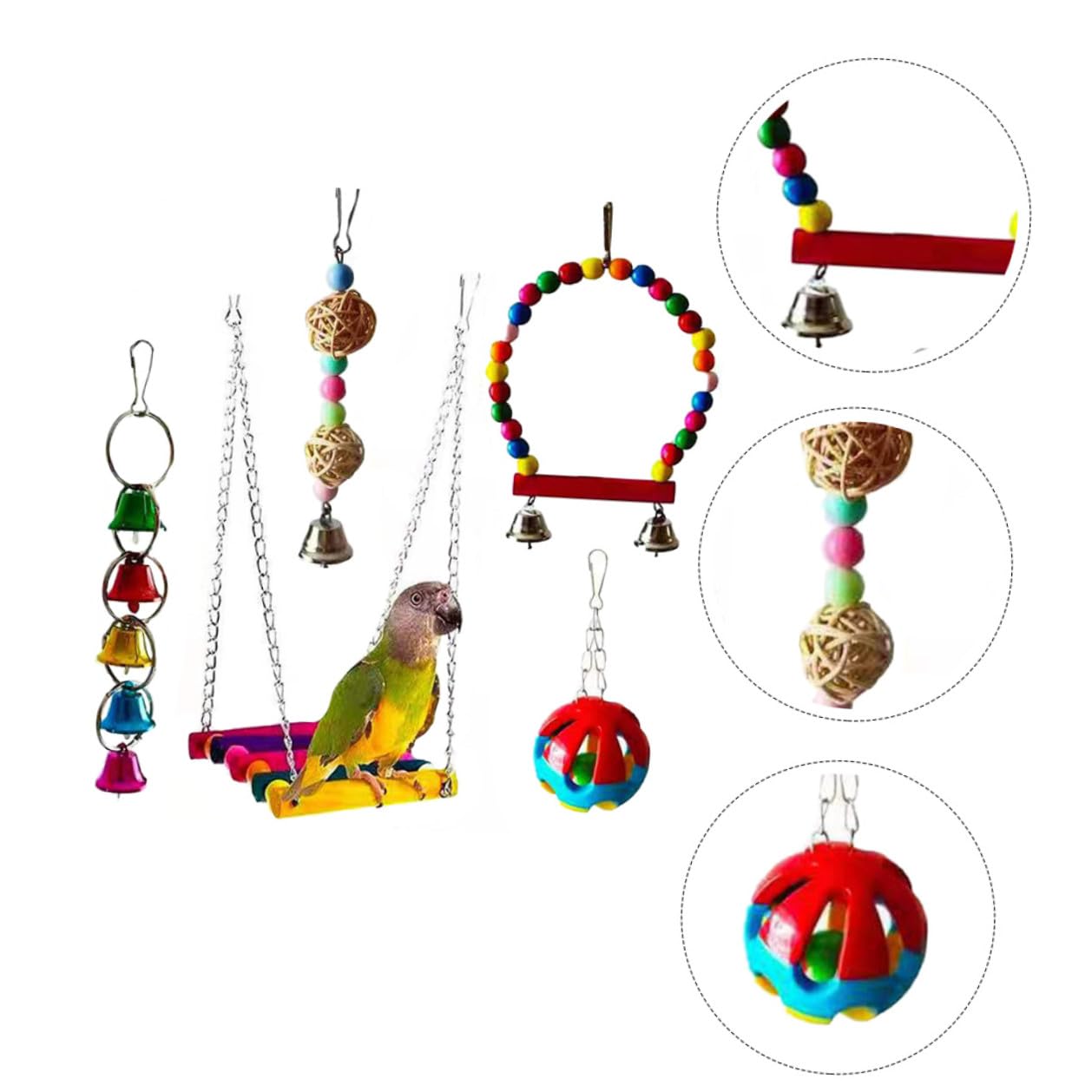 ibasenice 5 Piezas Juguetes para Morder Pájaros Juguete Masticable para Loros Suministros para Mascotas para Loros