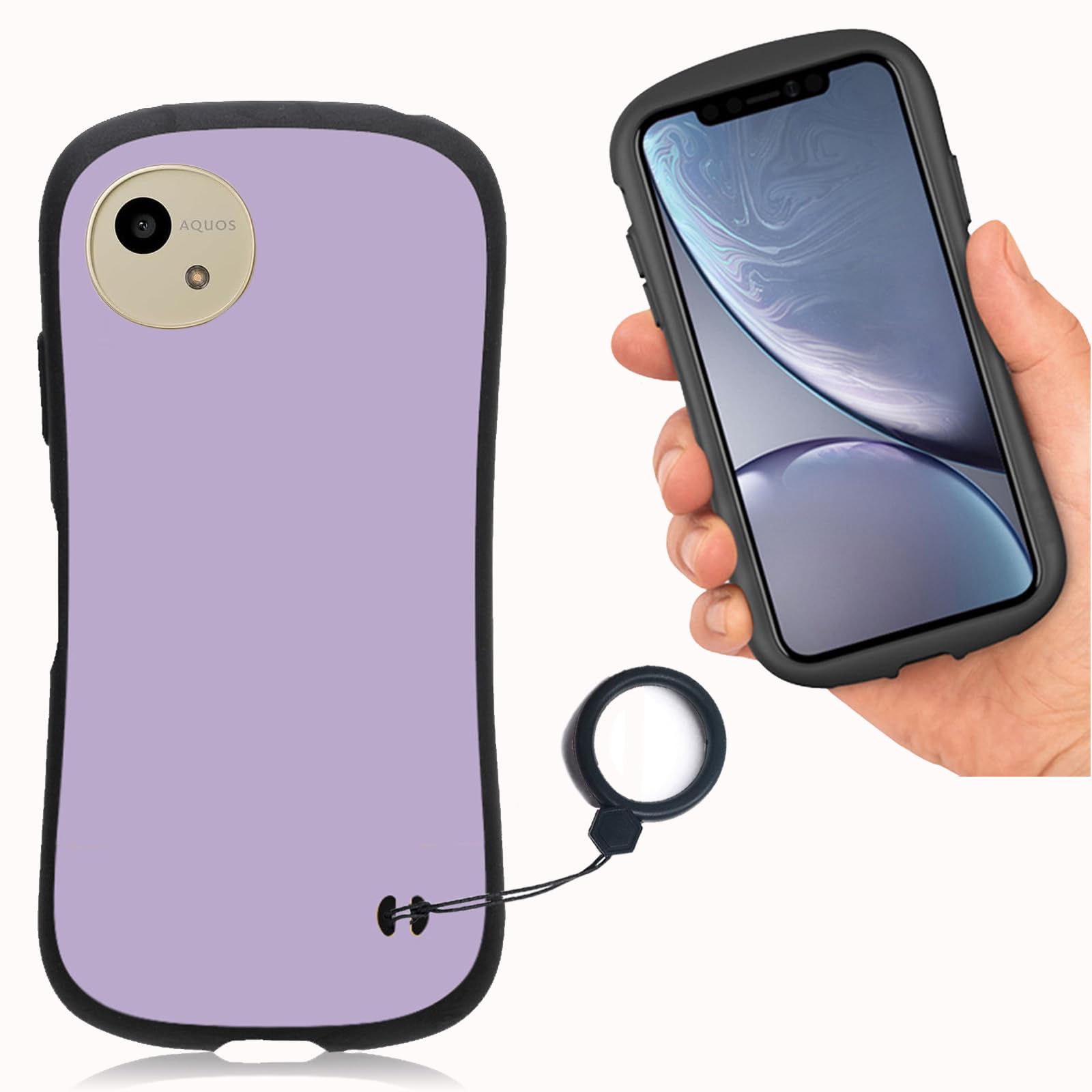 【WenziLior】 AQUOS wish 4 用 ケース 指貫ヒモ付き AQUOS wish4 カバー 適用 AQUOSwish4 SH-52E A403SH A402SH SH-M27 SHG13 シリコン アクオス ウィッシュ4 case バンパーケース ソフト 耐衝撃 携帯カバー バンパー 軽量 TPU ボディカーブ スマホケース ストラップホール 付き シンプル マット ライトパープル