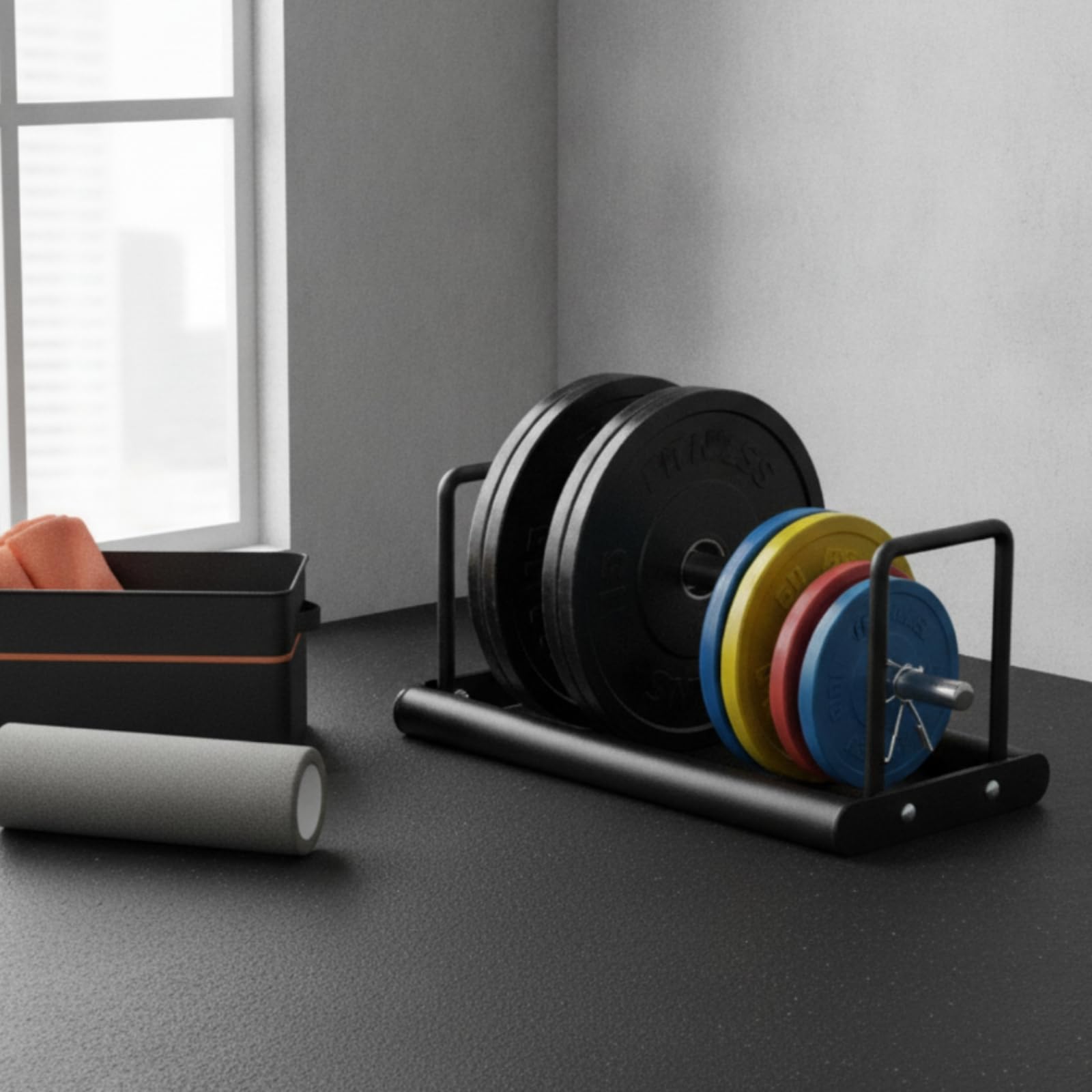 perfk Estante Organizador Discos con Rack para Platos Acero con Fijaciones Visibles para Mantener las Pesas Agrupadas en Gimnasio Entrenamiento