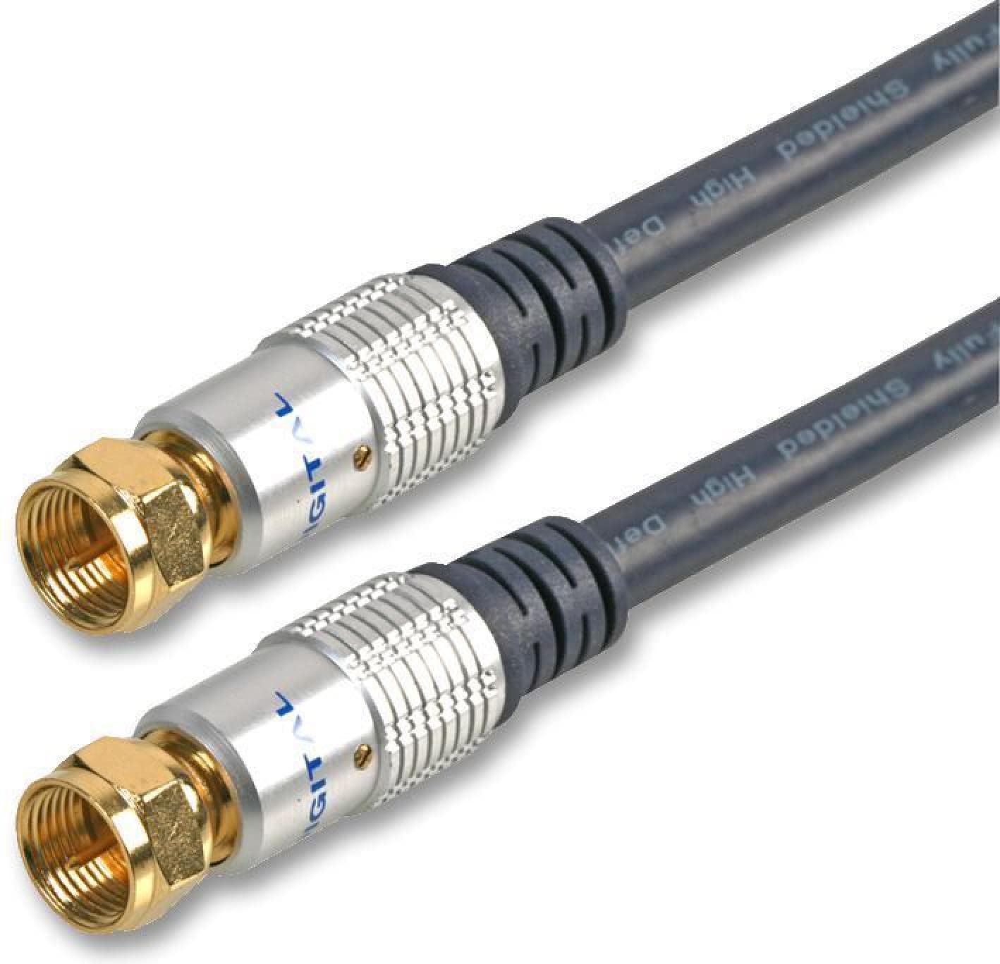 Câble satellite mâle mâle F coaxial de 10m Pro Signal bleu sans perte de signal
