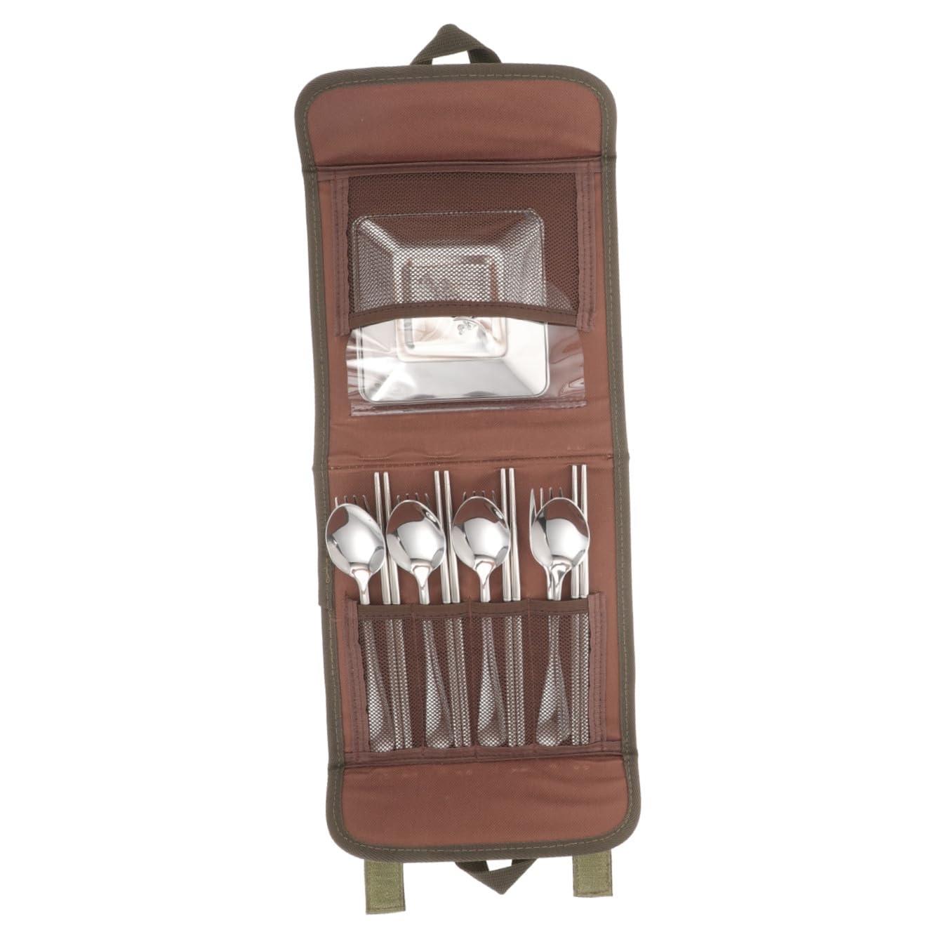Ensemble de Couverts de Camping Cuillère Baguettes Fourchette Assiette en Acier Inoxydable Légères et Corrosion-free pour Barbecue et Pique Couleur Aléatoire