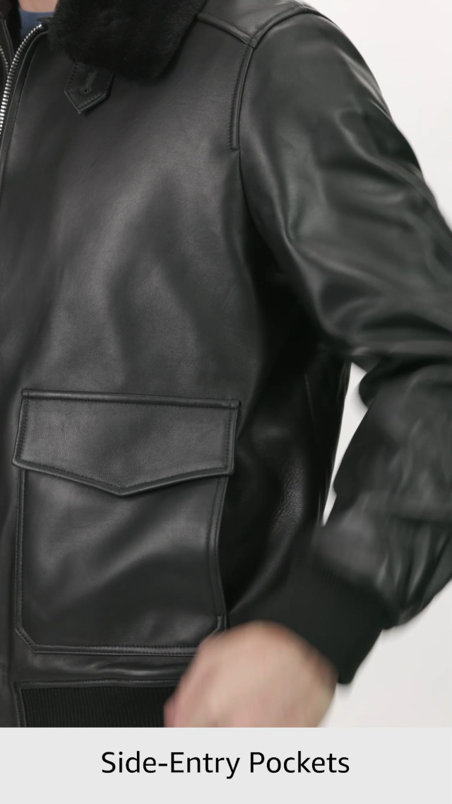 SILVER FASHIONS Leather Jacket Men,Lambskin Bomber Jacket with