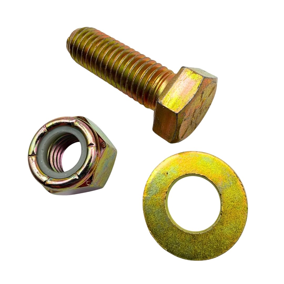 1/2"-13 x 1-1/2" Grade 8 Bolts (50-Pack) – Heavy-Duty Hex Bolts with Flat Washers & Nylon Lock Nuts – High-Strength SAE J429 Anti-Vibration 1.5" Coarse Thread Bolts
