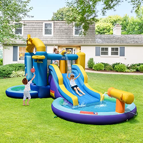BOUNTECH Inflatable Water Slide, Ocean Kids Water Park Jump Castle w/Ball Pit & Splash Pool, Water Slides Inflatables for Kids, Blow up Water Slide Bounce House with Blower for Outdoor Backyard Gifts - Image 3
