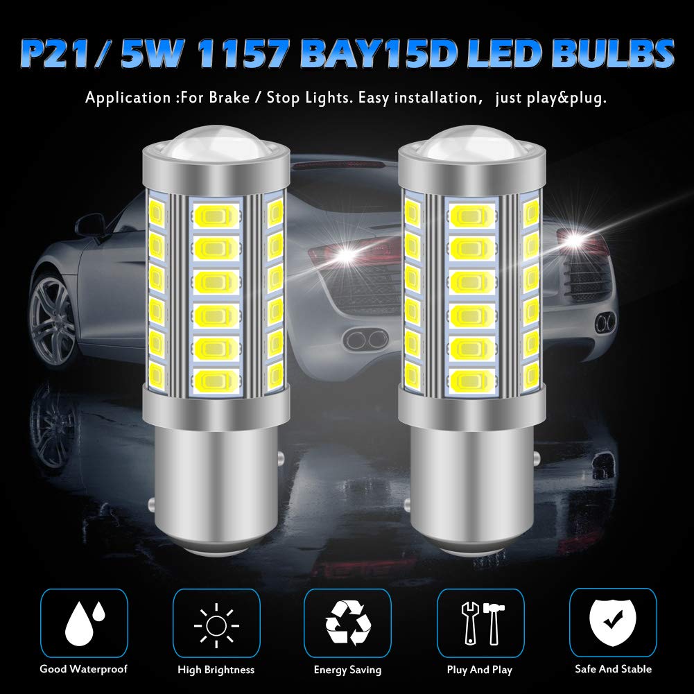 KATUR 10 szt. 1157 BAY15D 5630 33-SMD białe 900 lumenów 8000 K super jasne LED kierunkowskaz hamulca stop żarówka żarówka 12 V 3,6 W