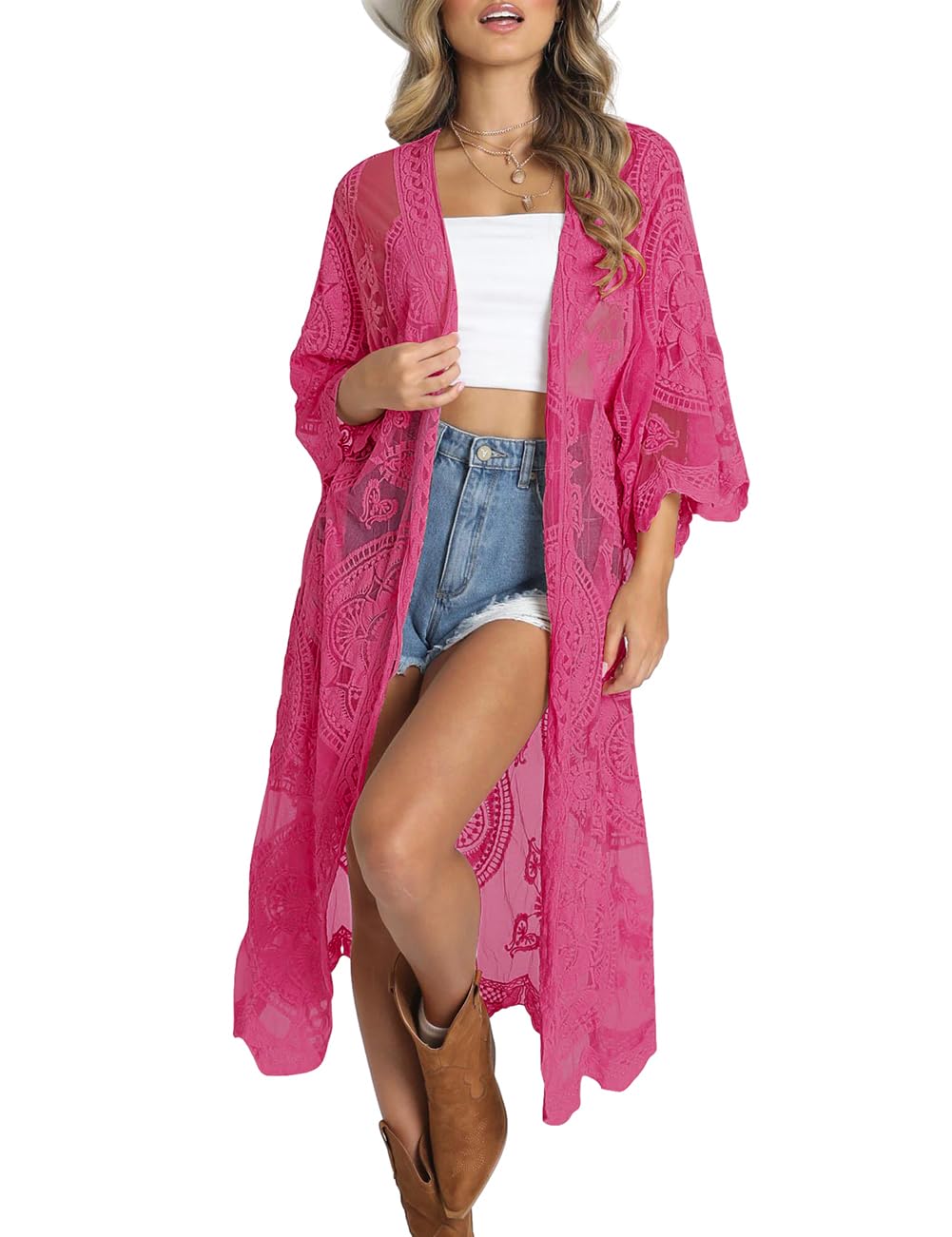 Bsubseach Cárdigan Tipo Kimono para Mujer Sexy con Frente Abierto para la Playa