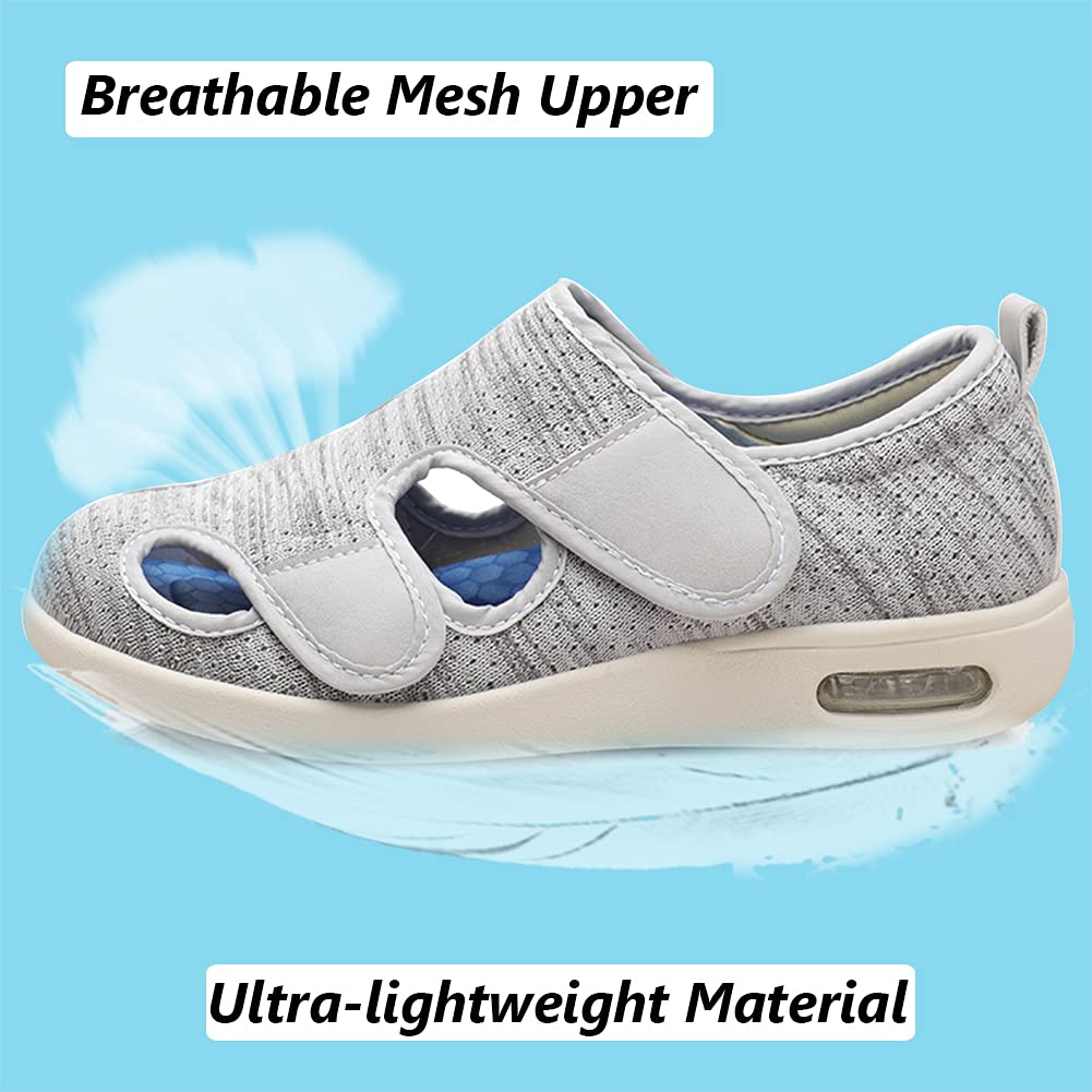 W&LESVAGO Zapatos para diabéticos para mujer, sandalias ligeras y cómodas con cojín de aire, zapatos para caminar para ancianos, pies hinchados para interiores y exteriores