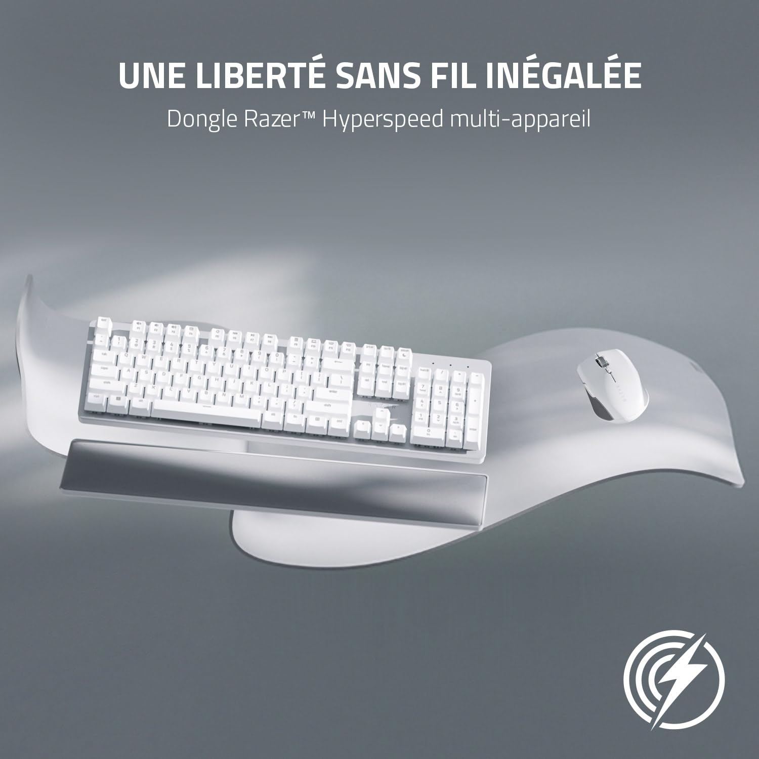 Razer Pro Type Ultra - Clavier professionnel sans fil ergonomique pour une productivité accrue au bureau - sans fil USB pour - Buetooth PC/Mac - FR-Clavier AZERTY | Mercury