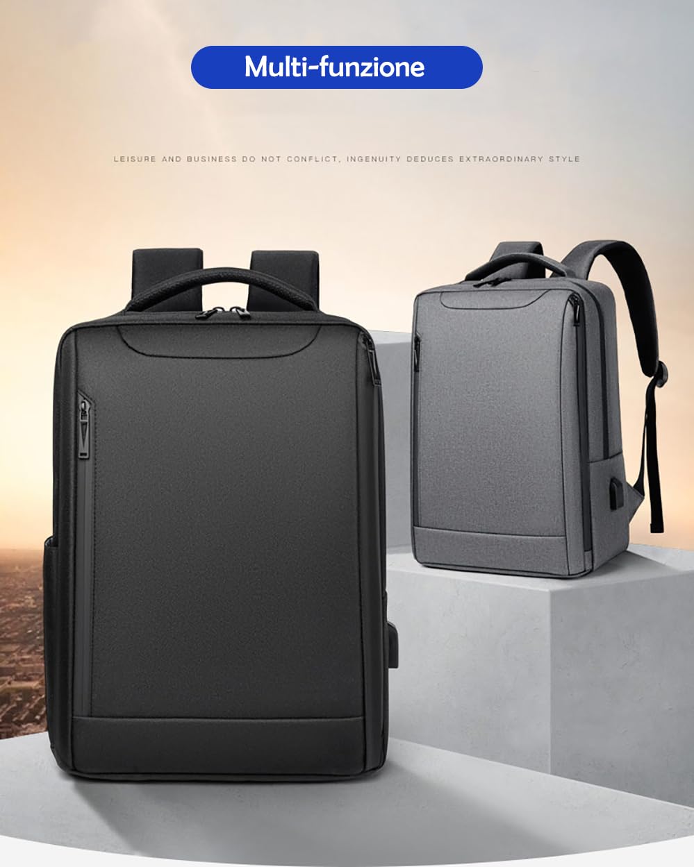 Mixroom - Zaino Porta PC con Scomparto Custodia per Computer Portatile Borsa Laptop Notebook fino ai 15.6" Con Attacco USB Scuola Viaggio Casual Z38 (NERO)