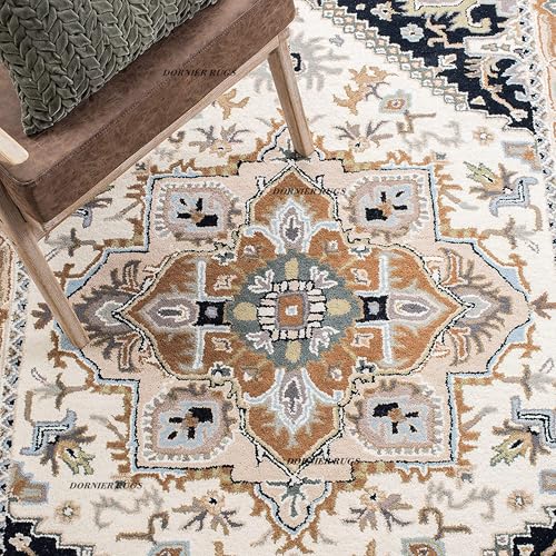 Image of 6x8 Ft Wool Tufted Carpet - Elegant Handcrafted Traditional Rug for Bedrooms, Living Rooms & Studios