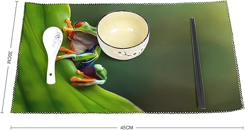 Miniatura 2 de Frog Red Eyed Tree Frog Placemats Set of 6 Resistant Table Mats Washable Place Mats for Dinner Party Table Decoration