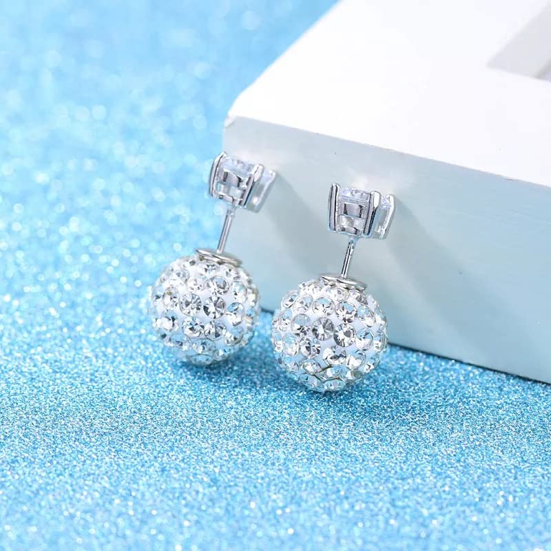 Bijoux Argent 925 Boucles d'oreilles Boule de Cristal de Qualité - 5