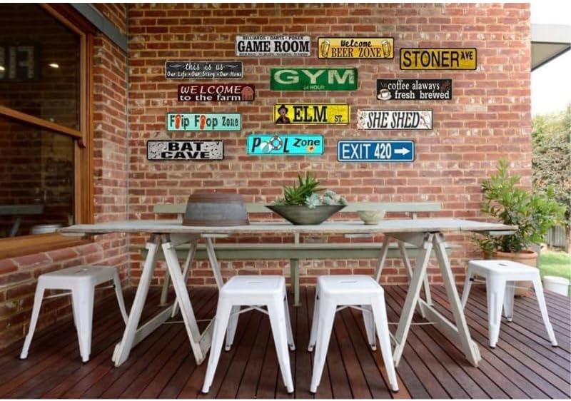 Miniatura 3 de Cartel de hojalata divertido  Letrero de estaño con texto en inglés Stay Trippy Little Hippie, letreros de metal retro para decoración de pared para