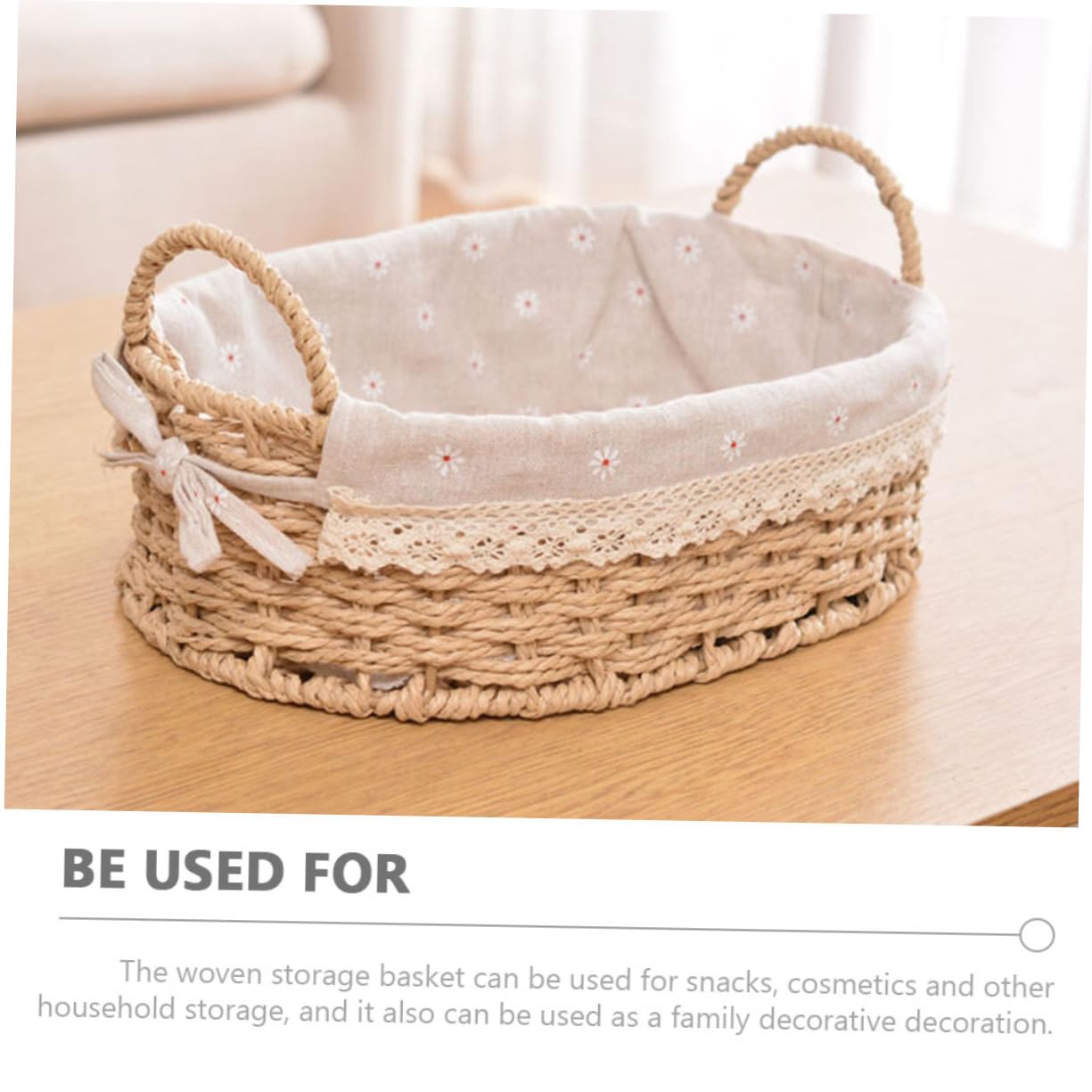 Cabilock 2pièces Panier De Rangement Tissé Main Organisateur De Bureau Élégant Pour Snacks Cosmétiques Et Accessoires Panier Décoratif Naturel Pour Maison