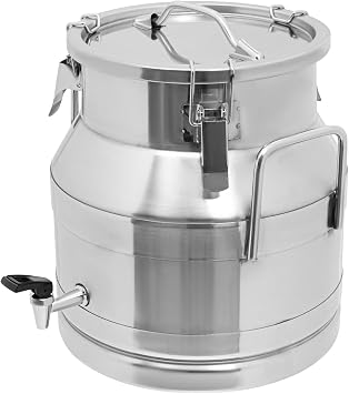 5 Gallon Milk Can with Spout, Stainless Steel 20L Milk Container Bucket with Locking Sealed Lid, Airtight Food Storage Container for Home, Farm, Commercial Kitchen (5 Gallon/ 20L)
