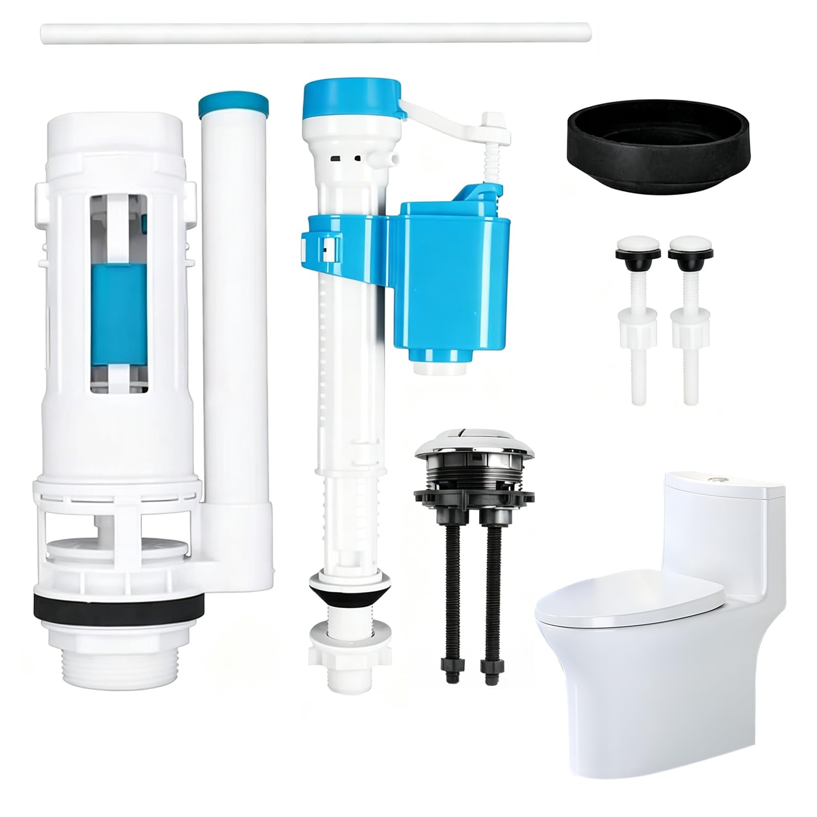 Toilet Flush System Replacement Kit, Dual Flush Fill Flush Valves
