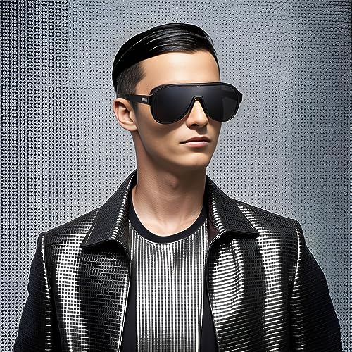 FEISEDY Polarized Men Women Sunglasses, Oversized Fahion One Piece Sun Glasses, Lightweight TR90 Frame B40803