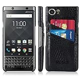 BlackBerry KEYone Leather Card Holder Hard Case, Ultra Slim Back Cover (Black)