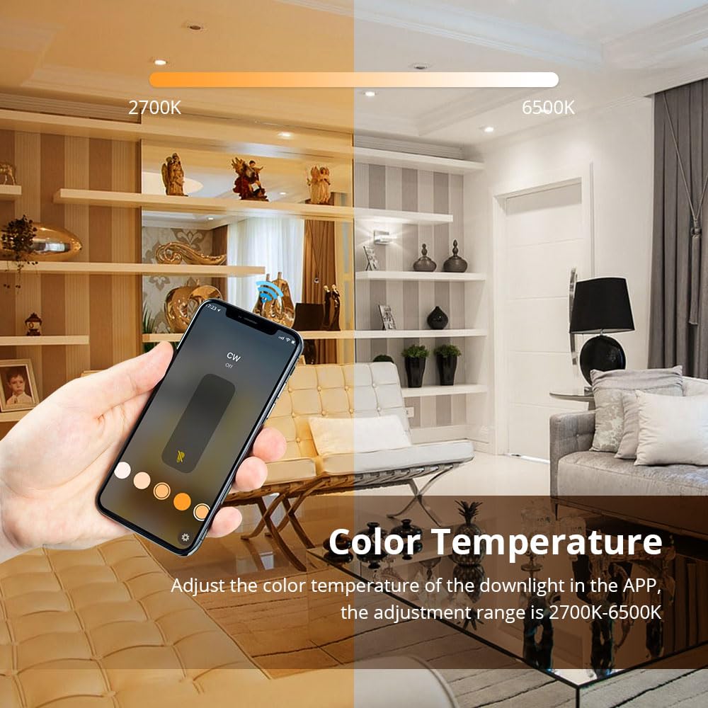YoumiAi Matter Over WiFi Smart Light LED Lampada intelligente Matter, funziona con HomeKit, controllo vocale/app/timer (4 pollici 15W CW downlight)