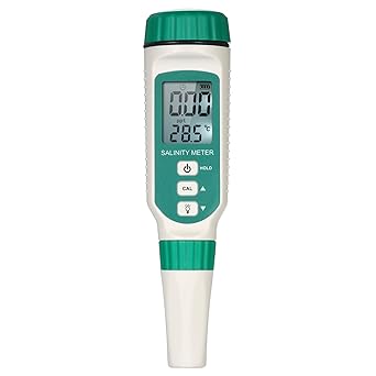 Portable Salinity Meter Handheld ATC Salinometer Halometer Salt Gauge Salty Brine Meter Seawater Salinity Refractometer Food Salinity Tester Meter with 0.00ppt-9.99ppt 10.0ppt-50ppt