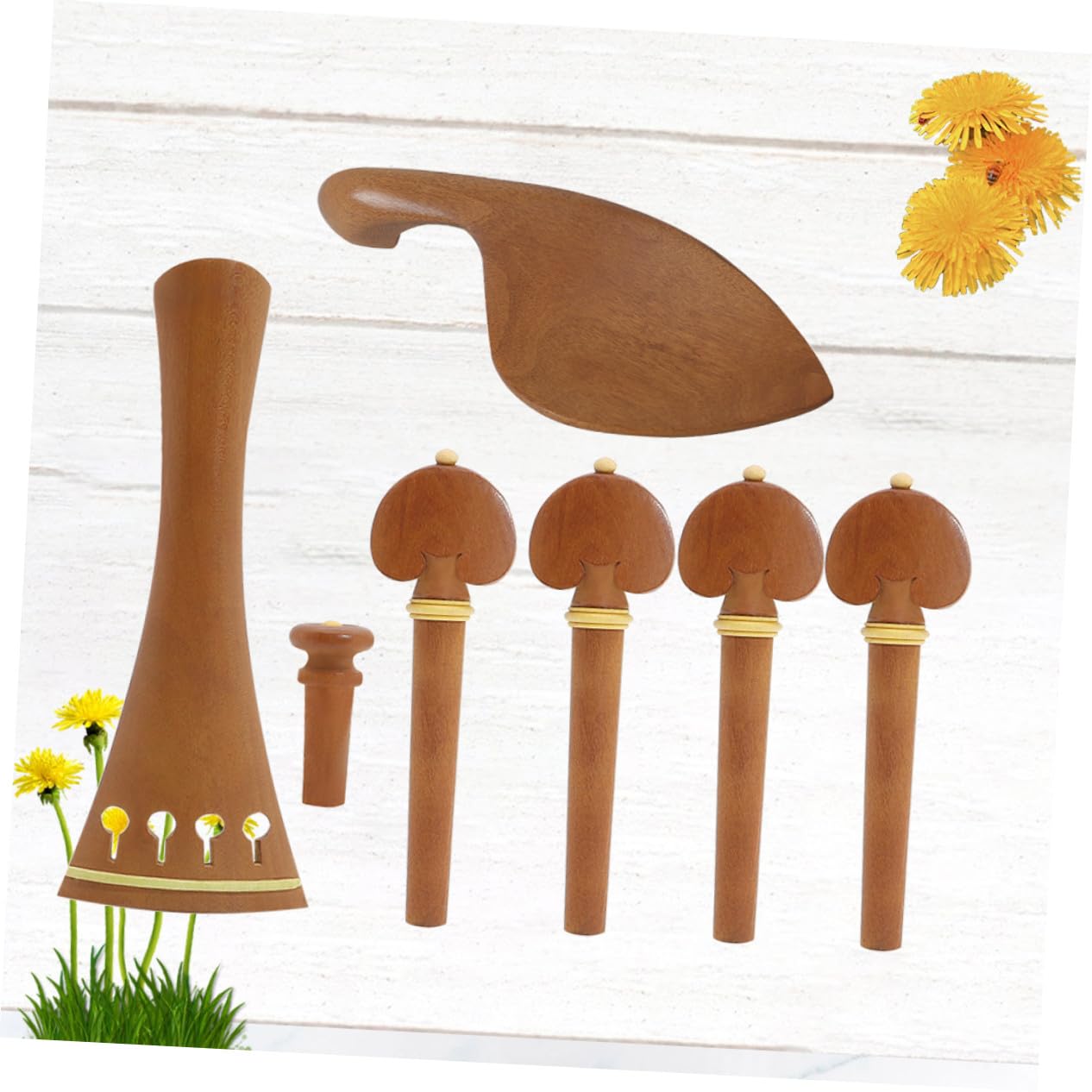 SUPVOX Kit Accessoires pour Violon 4/4 en Bois de Jujube Cordier Confortable et Chevilles Fiables pour DIY Violon, Design Classique Élégant et Ensemble Complet