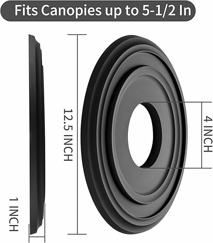 Miniatura 2 de EIFHYT Medallones de techo de poliuretano negro mate para lámparas y ventiladores de techo, 12-14 pulgadas de diámetro x 4 pulgadas de diámetro x 1