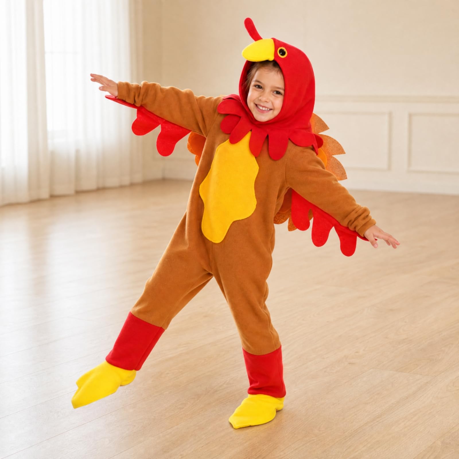 Costume Personaggio Pennuto Copripiedi Inclusi Tuta da Pennuto con Cappuccio Vestito di Carnevale per Feste Del Ringraziamento