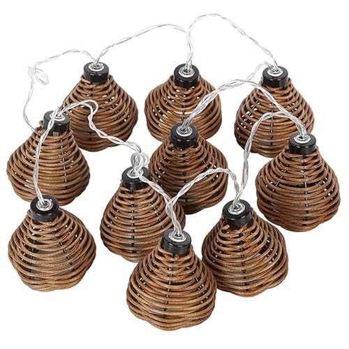 LALAFINA Rattan Ball String Lights 10 Led Indoor Outdoor Indoor Decorative String Lights for Bedroom Led Fairy Lamp