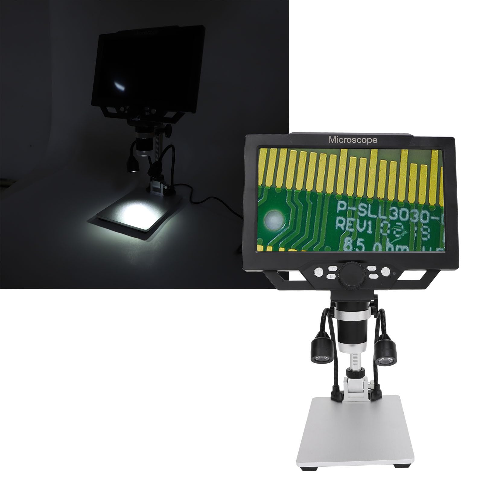 Digitalmikroskop, 9-Zoll-LCD-Digitalmikroskop-Lupe mit Licht, 12 MP, 1600-fache Vergrößerung, Lötmikroskop, 1080P, Münzmikroskop-Lupe für Pflanzen, Felsen