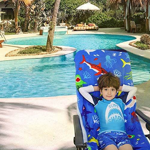 Beach Towels For Kids - Oversized 30"X60" (3-12 Years) Cotton Bath Towels For Toddlers, Boys, Girls - Soft And Absorbent - Ideal For Pool, Beach, And Bath,Summer Essentials, Ocean Fish Shark Theme #TOP1