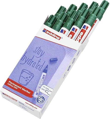edding 3000 permanent markör yeşil - 10 kalem - 1,5-3 mm yuvarlak uç