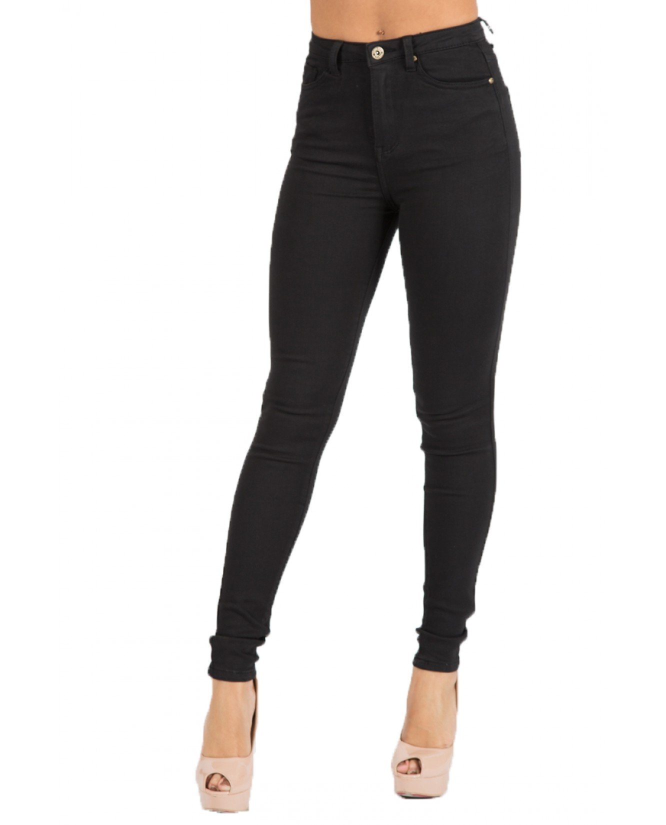 Toxik3 L185 Spodnie Damskie, Dżinsy Skinny z Wysokim Stanem - Czarne, 42