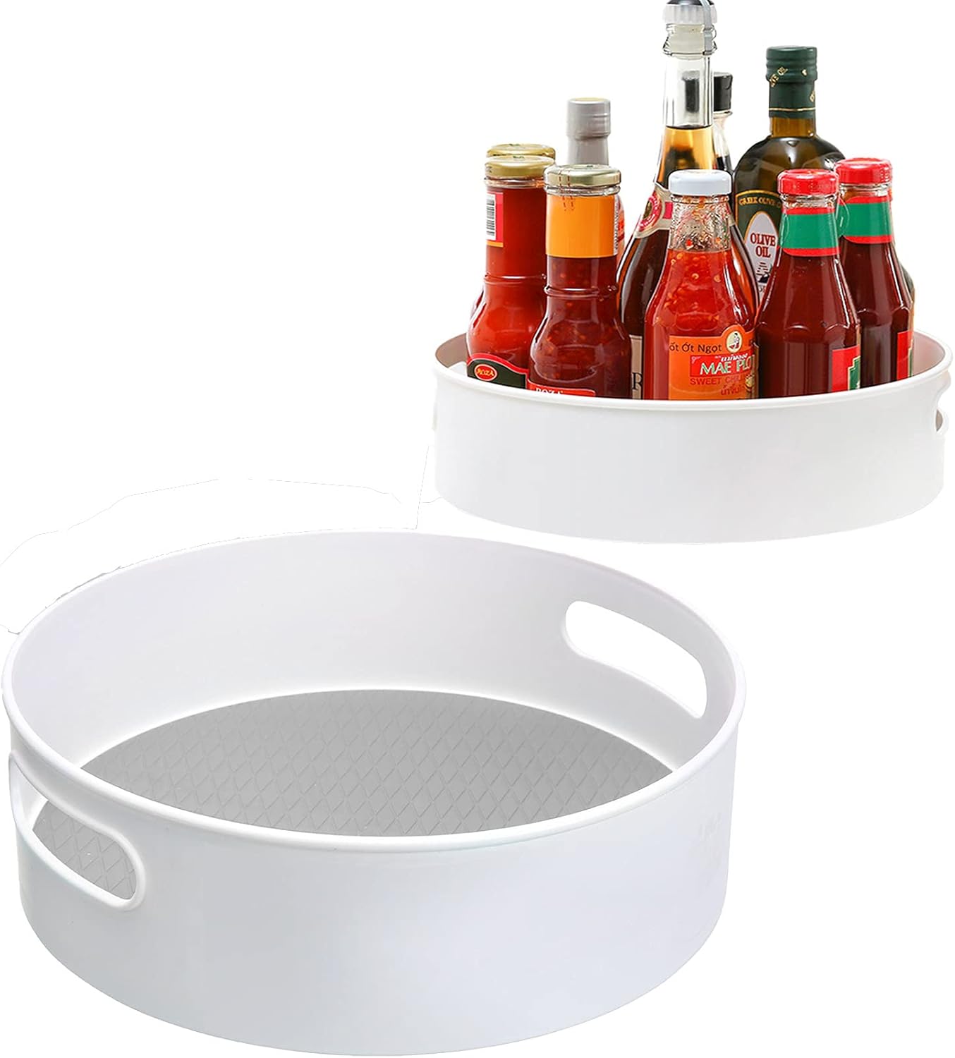 Jeko 2 Pack Plastic Lazy Susan Turntable Storage Container