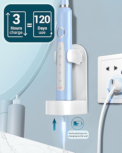 Miniatura 6 de Cepillo de dientes eléctrico Sonic para adultos, cepillo de dientes eléctrico recargable con 8 cabezales de cepillo y estuche de viaje,