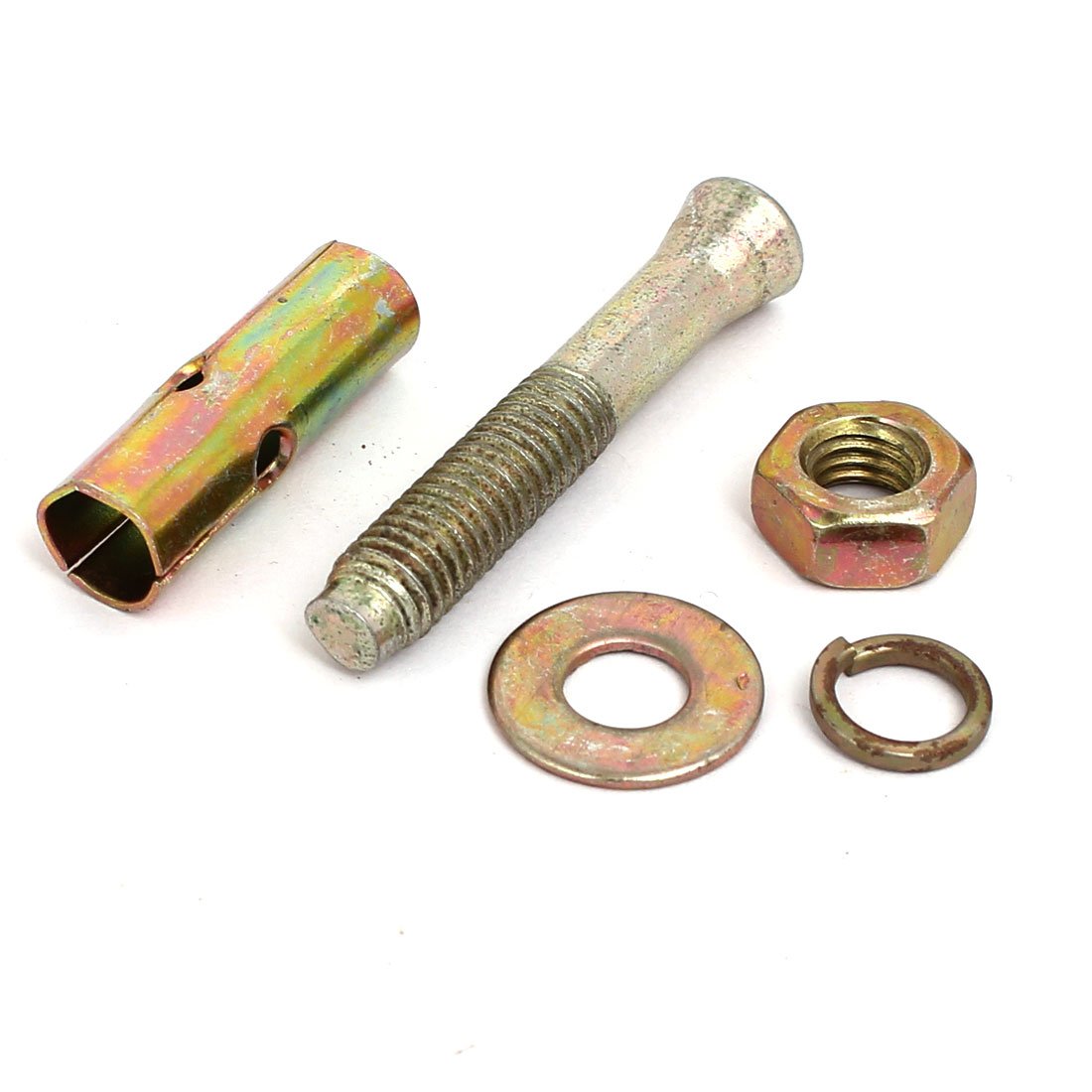 Aexit M8x50mm Zinc fastener Plated Sleeve Anchor Expansion Bolt Bronze Tone 4pcs Model:37as557qo509