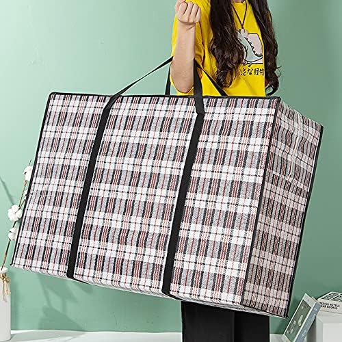 Beowanzk 4 Pack Storage Bags Moisture Resistant,Large Laundry Bags with Zips,Clothes Organiser Strong,Packing Boxes Bag for Moving House Essentials,Zipped Bags for Clothing,Quilts,Bedding,Duvet