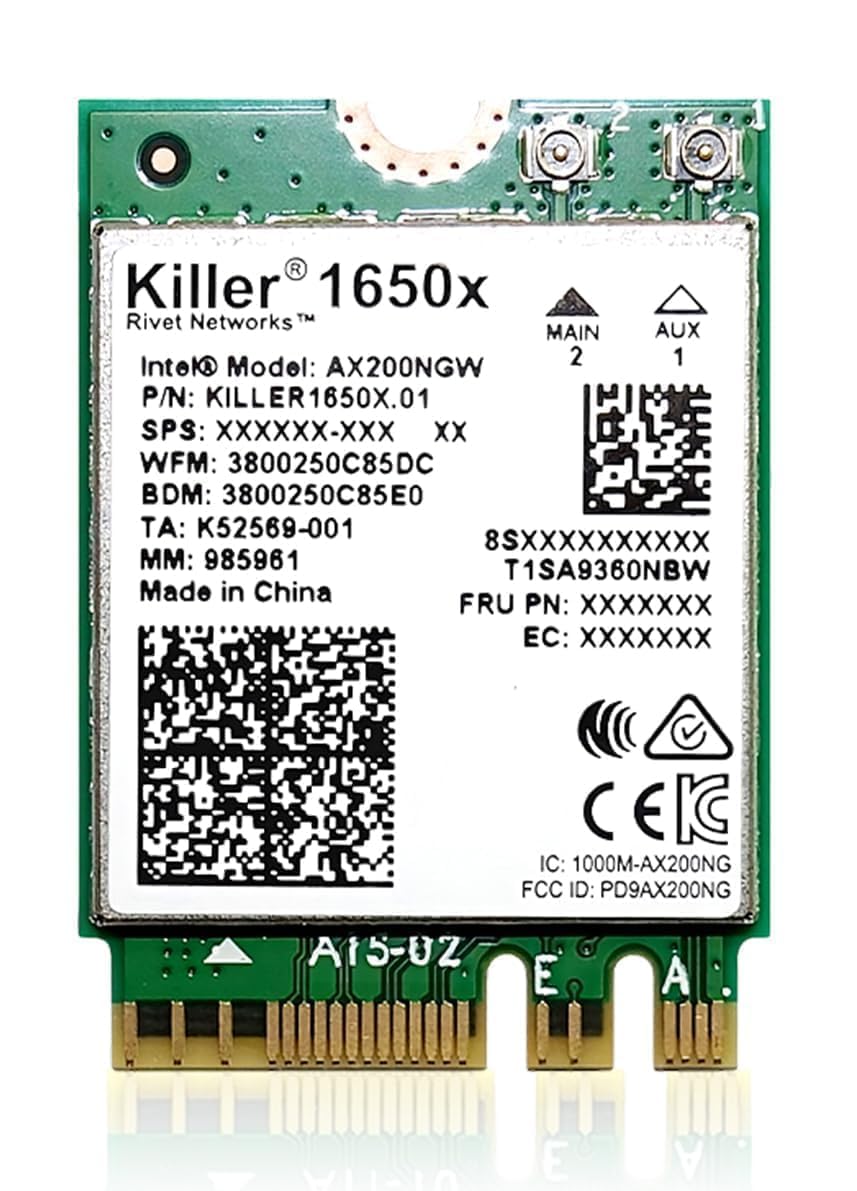 AX1650x Killer Series WiFi 6 Upgrade | Gaming WiFi Adapter | M.2 WiFi Card for PC | 2.4 Gbps WiFi for PC | Supports Bluetooth 5.2 & Intel, AMD, Windows 10+, Linux (AX1650x)