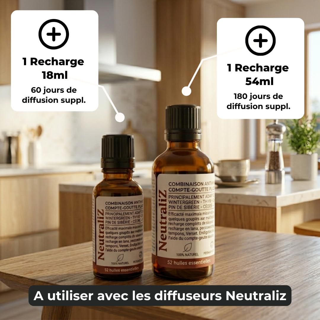 Combinaison Anti-odeurs fait en France - Parfums naturels & frais - 100% naturel aux Huiles Essentielles (54 ml)