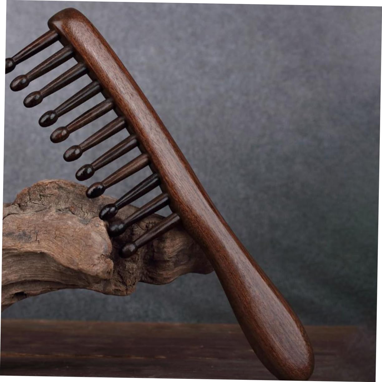 Baluue 5pièces Peigne Bois à Dents Larges Pour Cheveux Bouclés Peigne De Massage Chevelu Bois De Santal Pour Démêler Et Styliser Types De Cheveux